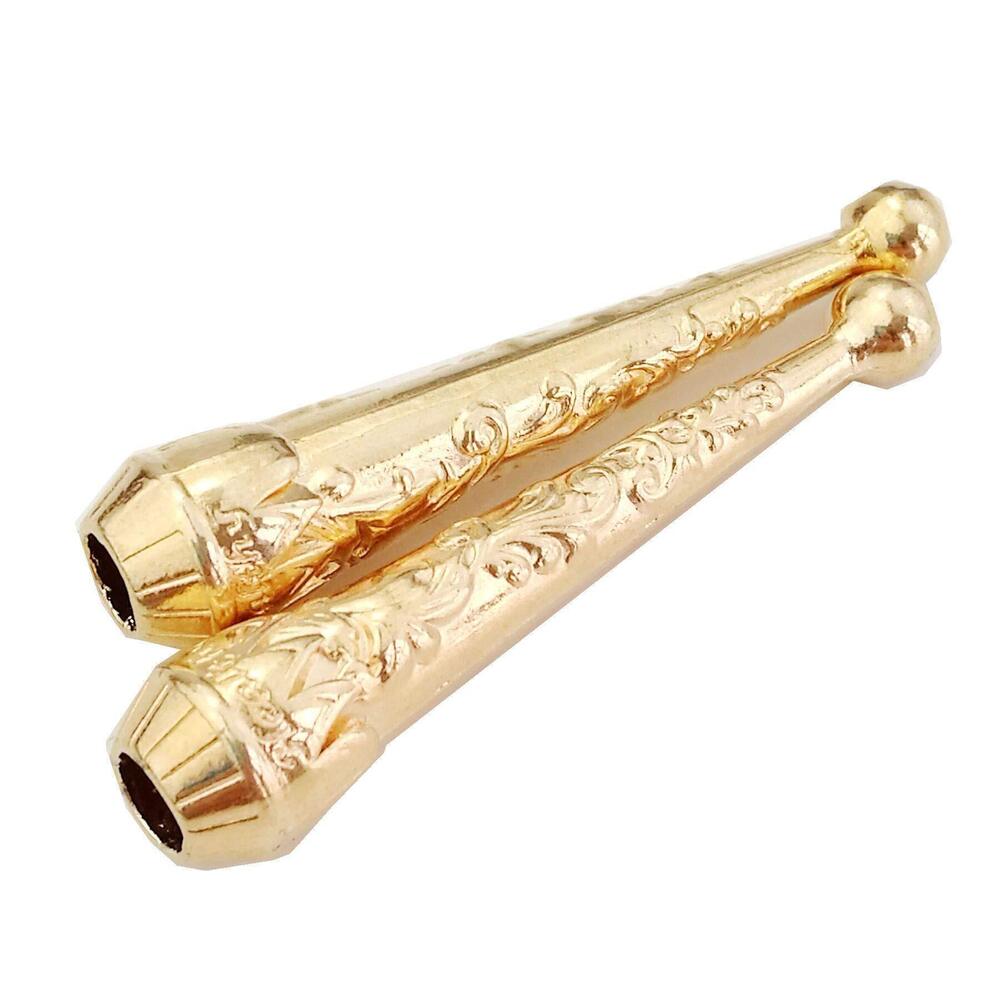 9362 Bolo Tie Tips Replacement End Caps 6 pcs 2.05inch long gold